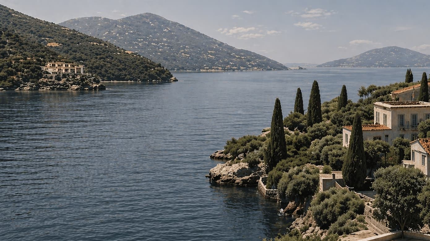 Vue méditerranéenne avec villas, cyprès et collines, investissement immobilier en Provence