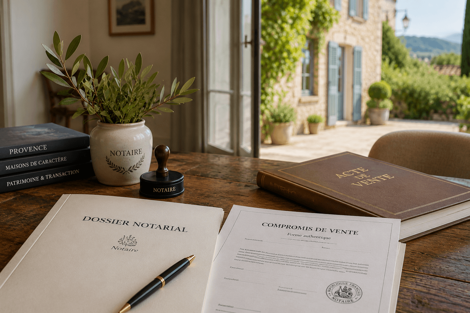 Notaire paperwork and Provence property documents during a French home purchase